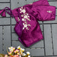 Floral Embroidered Work Silk Blouse With V-Neck At Back