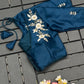 Floral Embroidered Work Silk Blouse With V-Neck At Back