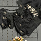 Floral Embroidered Work Silk Blouse With V-Neck At Back