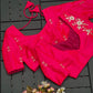Floral Embroidered Work Silk Blouse With V-Neck At Back
