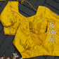 Floral Embroidered Work Silk Blouse With V-Neck At Back
