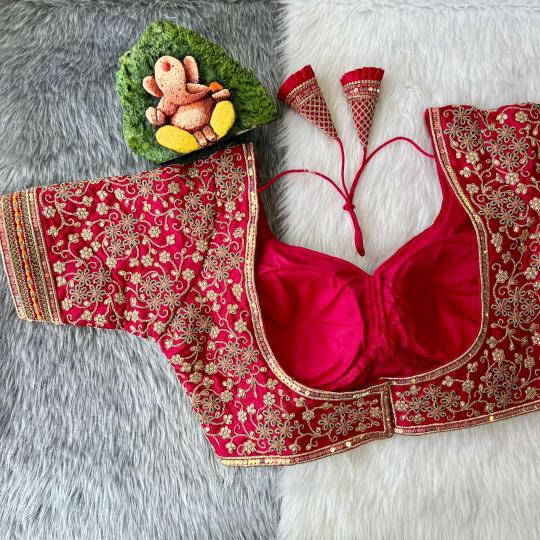 Sequin and Zari Embroidered Designer Blouse- Plus Size