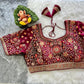Bridal Wedding Sequin and Zari Embroidered Designer Velvet Blouse- Plus Size