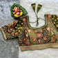 Bridal Wedding Sequin and Zari Embroidered Designer Velvet Blouse- Plus Size