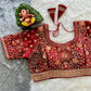 Bridal Wedding Sequin and Zari Embroidered Designer Velvet Blouse- Plus Size