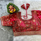 Bridal Wedding Sequin and Zari Embroidered Designer Velvet Blouse- Plus Size
