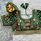 Bridal Wedding Sequin and Zari Embroidered Designer Velvet Blouse- Plus Size