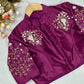 Beaded Handwork Embroidered Silk Blouse With Standing Collar