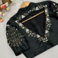 Beaded Handwork Embroidered Silk Blouse With Standing Collar