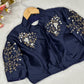 Beaded Handwork Embroidered Silk Blouse With Standing Collar
