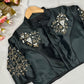 Beaded Handwork Embroidered Silk Blouse With Standing Collar