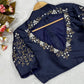 Beaded Handwork Embroidered Silk Blouse With Standing Collar