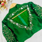 Beaded Handwork Embroidered Silk Blouse With Standing Collar