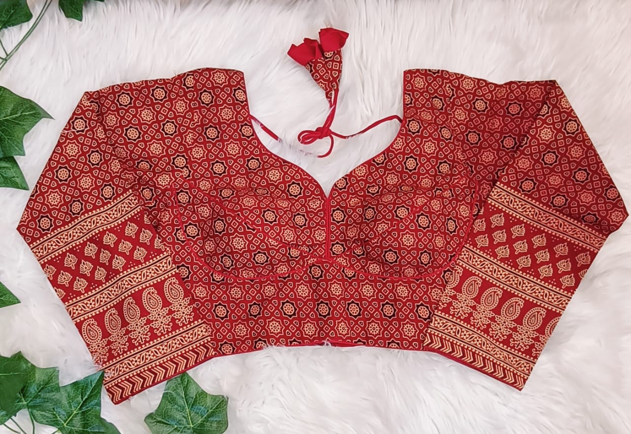 Ajrakh Long Sleeved Printed Cotton Blouse