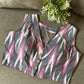 Ikkat Cotton Sleeveless Blouse With V-Neck