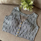 Ikkat Cotton Sleeveless Blouse With V-Neck