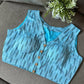 Ikkat Cotton Sleeveless Blouse With V-Neck