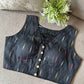 Ikkat Cotton Sleeveless Blouse With V-Neck