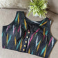 Ikkat Cotton Sleeveless Blouse With V-Neck