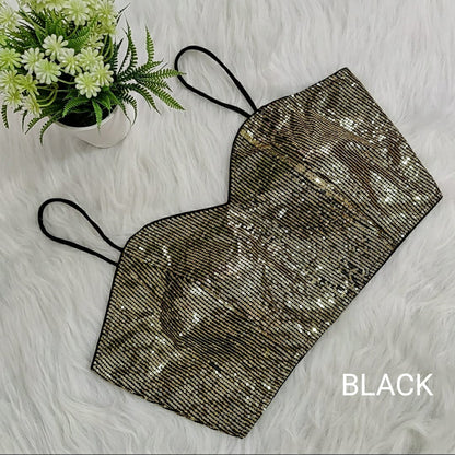 Sequin Embellished Noodle Straps Readymade Blouse