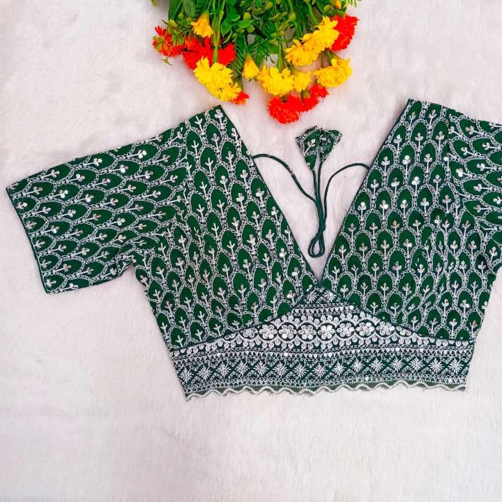 Mayuri Embroidered Georgette Blouse With Silver Cording & Sequin Work