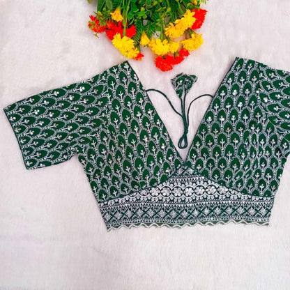 Mayuri Embroidered Georgette Blouse With Silver Cording & Sequin Work