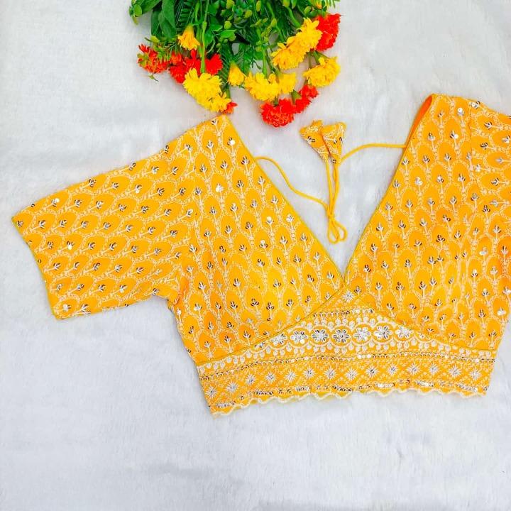 Mayuri Embroidered Georgette Blouse With Silver Cording & Sequin Work