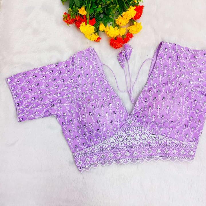 Mayuri Embroidered Georgette Blouse With Silver Cording & Sequin Work