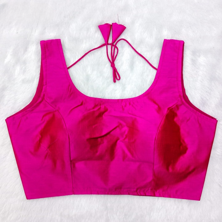Solid Color Regular Raw Silk Blouse