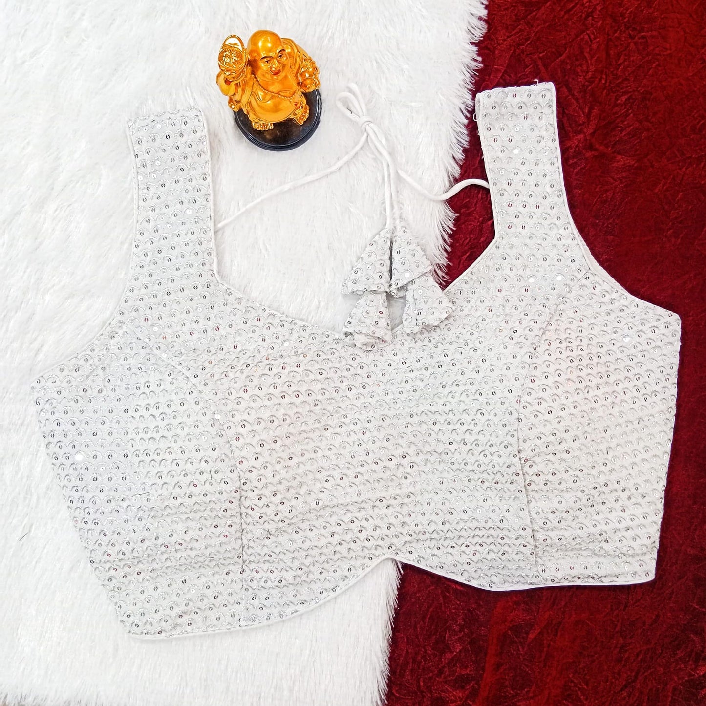 Sequined Solid Color Blouse