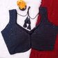 Sequined Solid Color Blouse