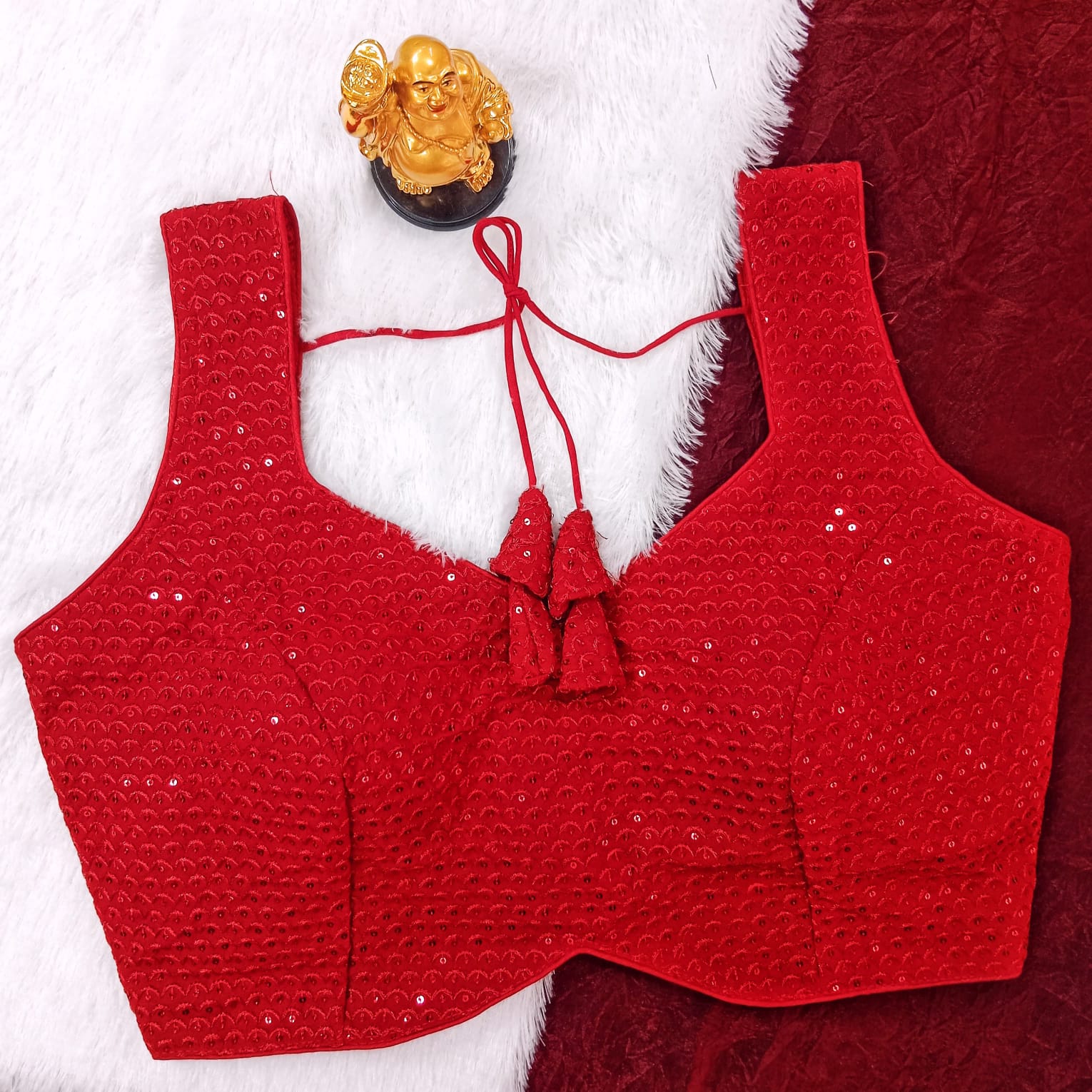 Sequined Solid Color Blouse