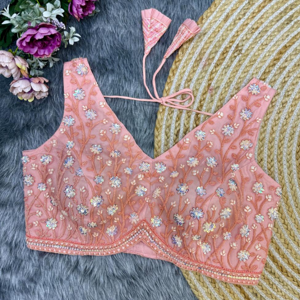Bahaar Floral Sequined Designer Sleeveless Blouse