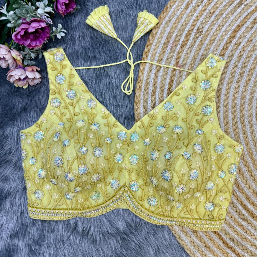 Bahaar Floral Sequined Designer Sleeveless Blouse