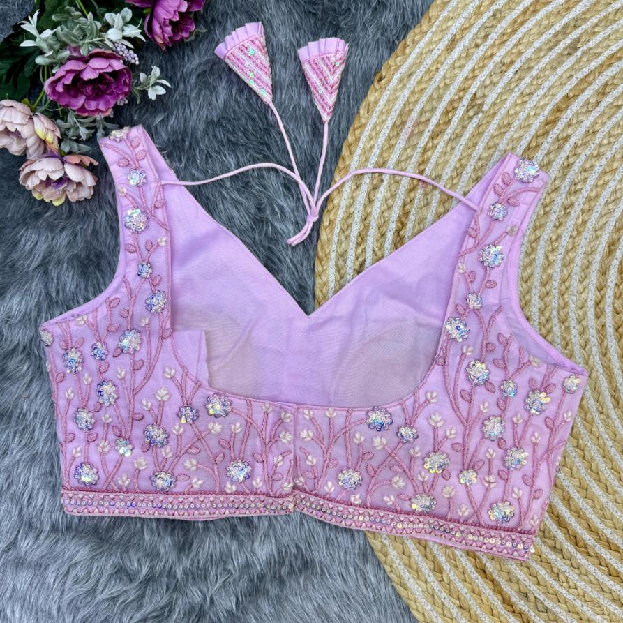 Bahaar Floral Sequined Designer Sleeveless Blouse