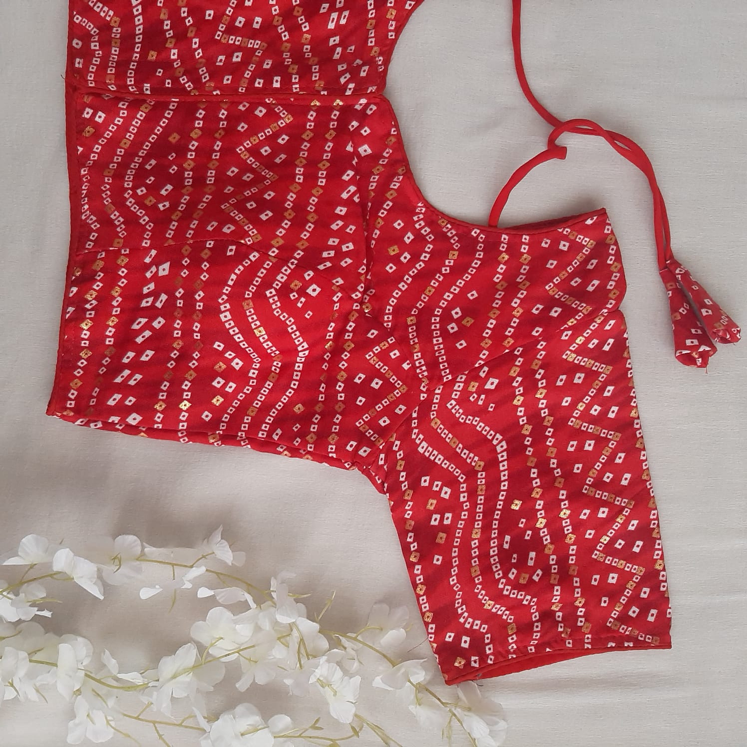 Red Bandhani Soft Rayon Dailywear Blouse