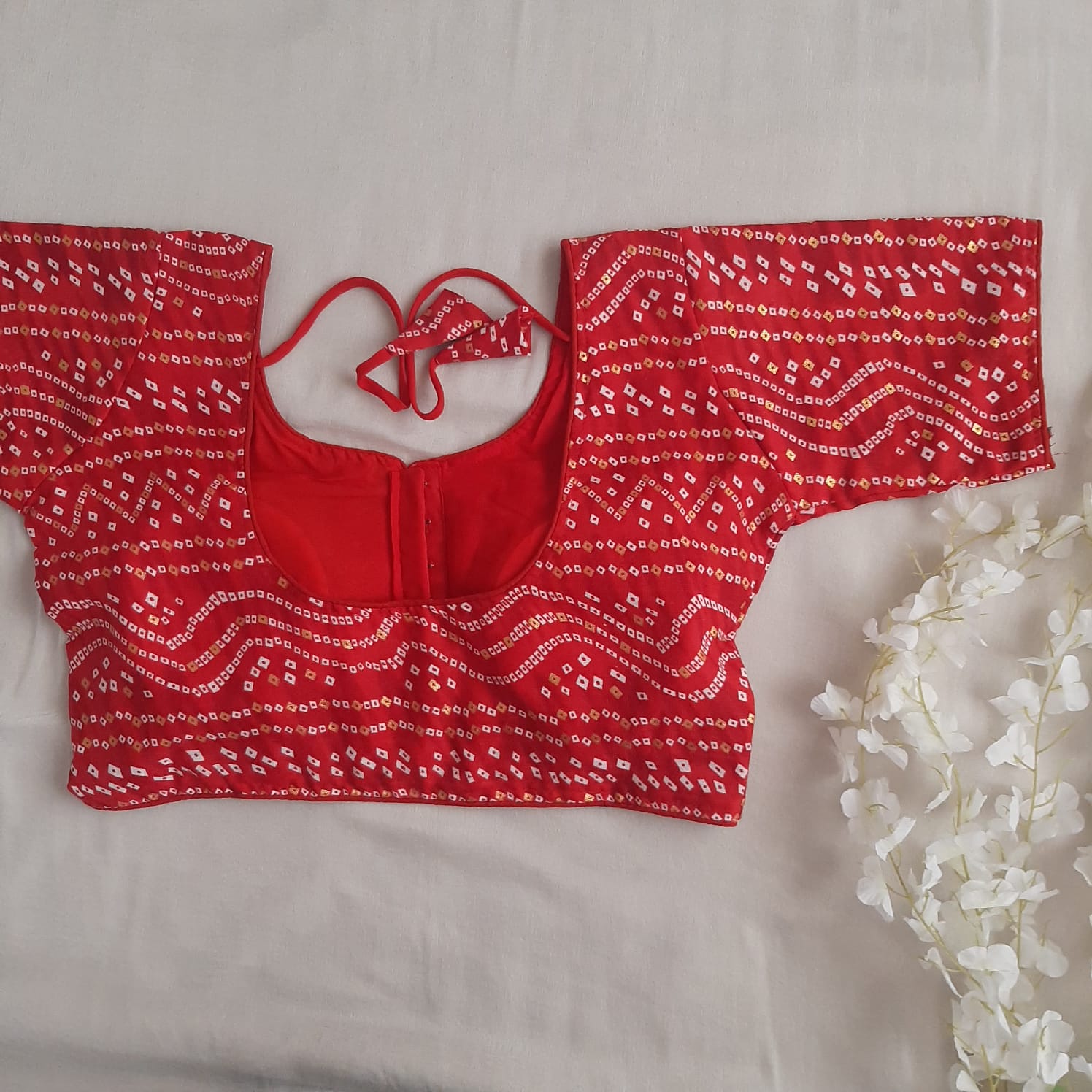 Red Bandhani Soft Rayon Dailywear Blouse