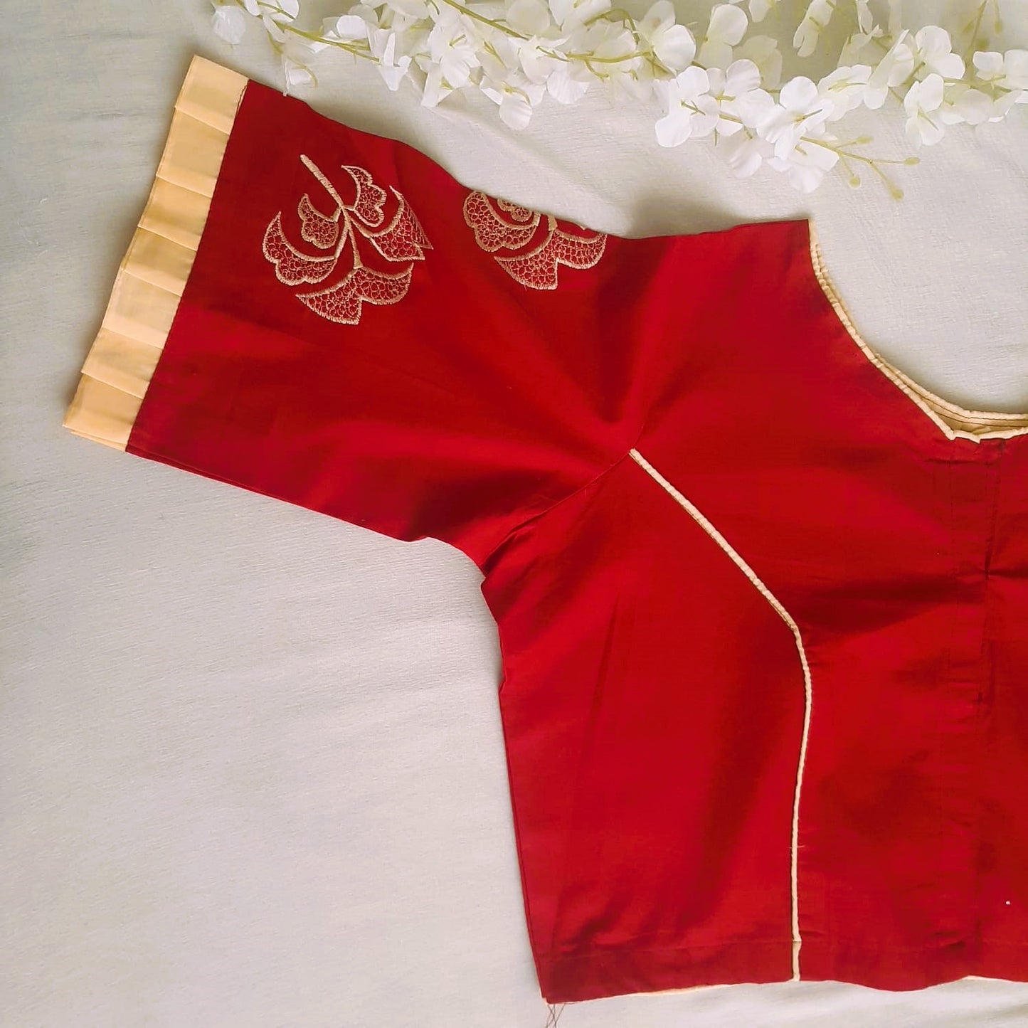 Soft Cotton Maroon Blouse With Palash Flower Embroidery