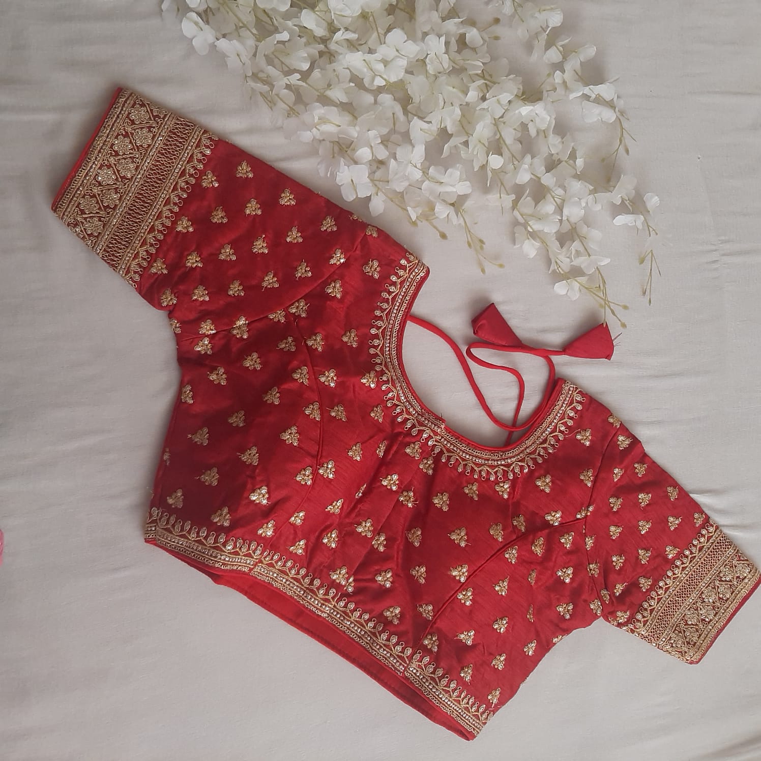 Zari Embroidered Designer Silk Blouse - Plus Size