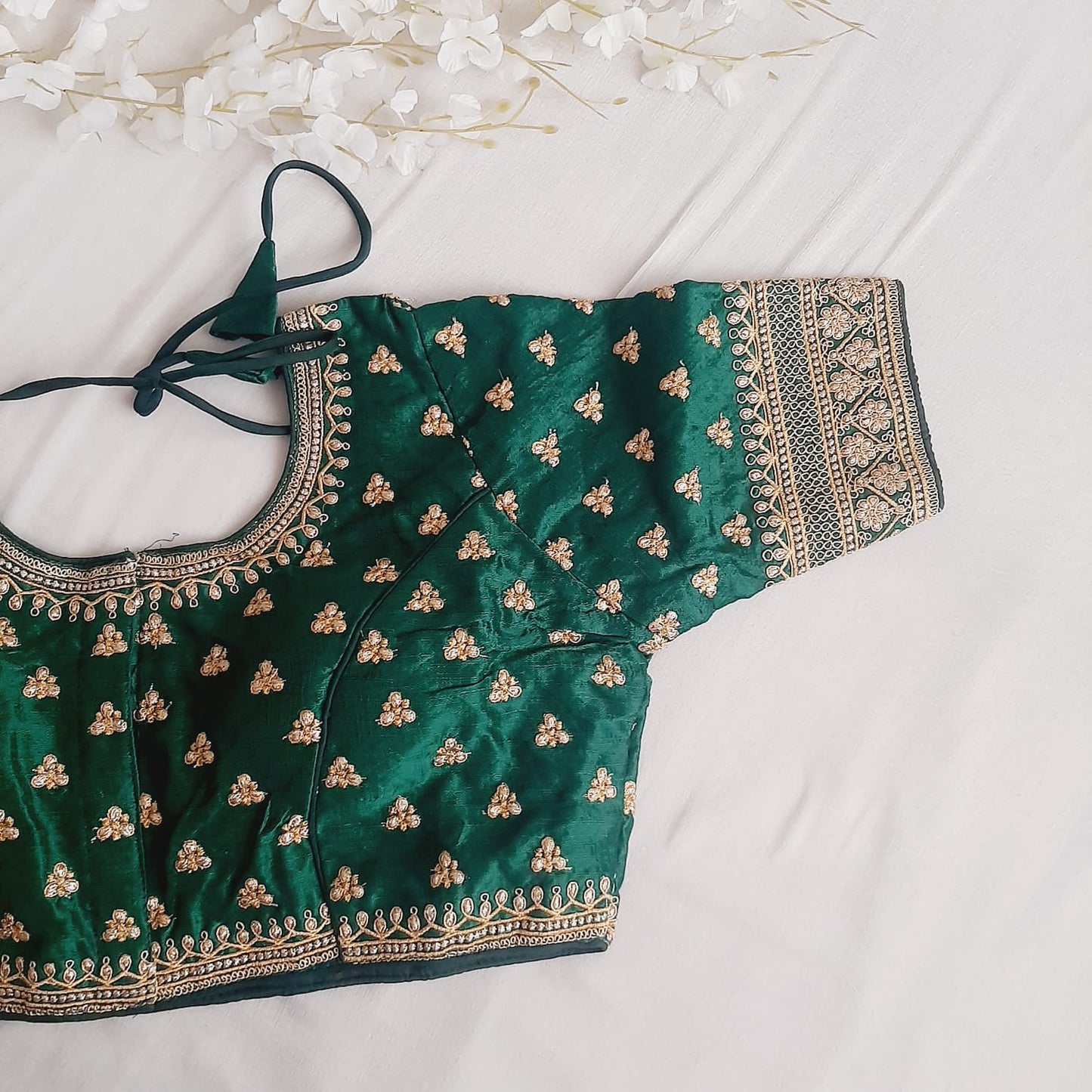 Zari Embroidered Designer Silk Blouse - Plus Size