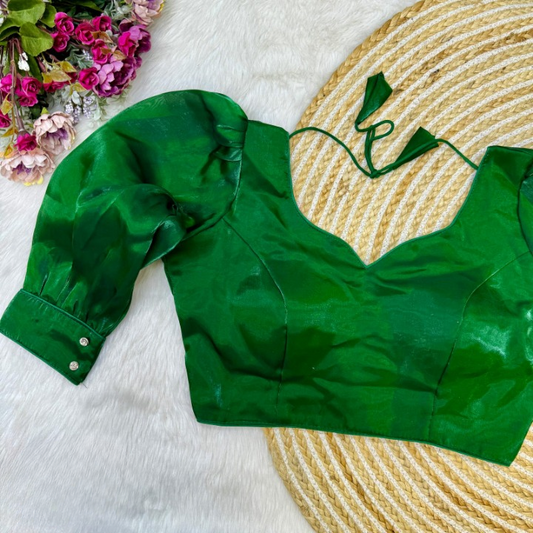 Bloomimg Organza Long Sleeves Solid Color Designer Blouse