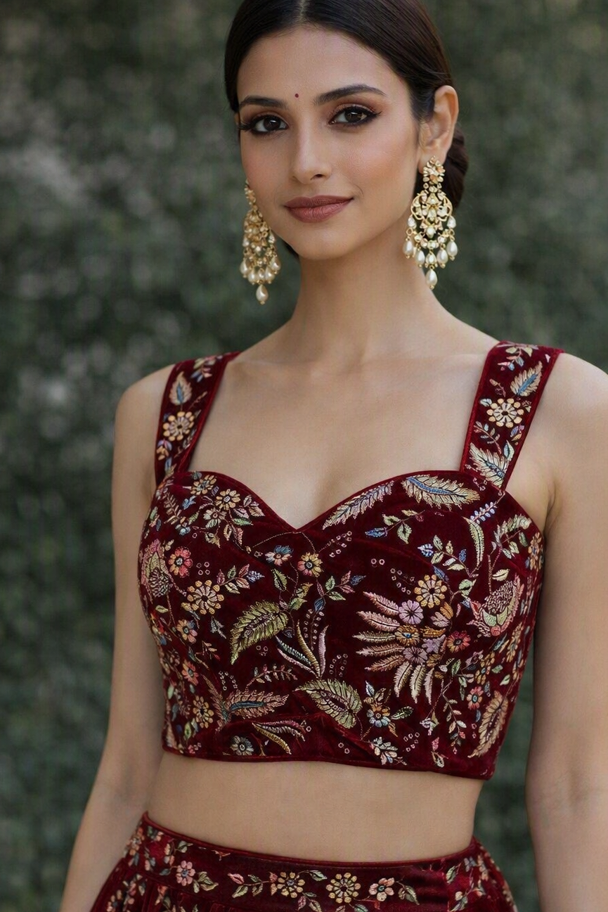 Bhoomi Sleeveless Georgette Blouse With Silk Thread Embroidery