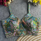 Green  Spaghetti Sleeves Designer Blouse