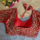 Heavy Embroidered V-Neck Designer Velvet Bridal Blouse