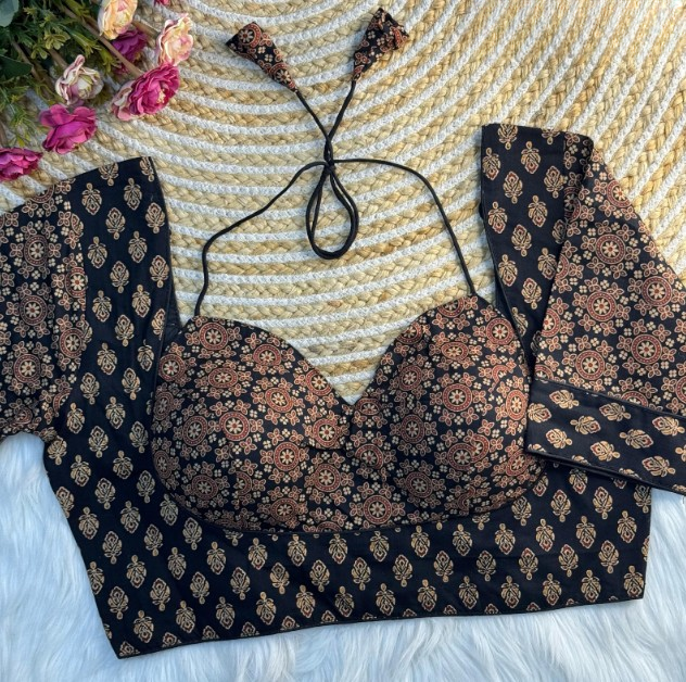 Halter Ajrakh Cotton Blouse Online- STORI