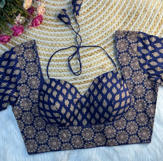 Halter Ajrakh Cotton Blouse Online- STORI