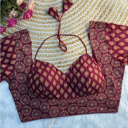 Halter Ajrakh Cotton Blouse Online- STORI