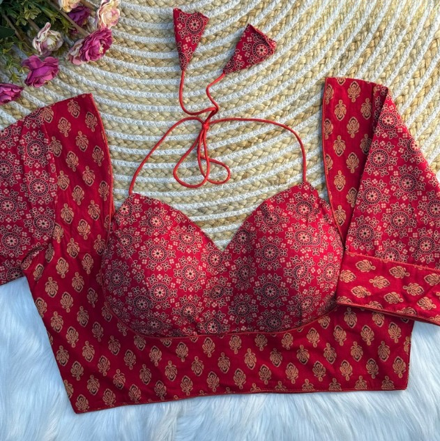 Halter Ajrakh Cotton Blouse Online- STORI