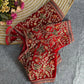 Heavy Embroidered V-Neck Designer Velvet Bridal Blouse