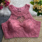 Halter Neck Net Embroidered Blouse